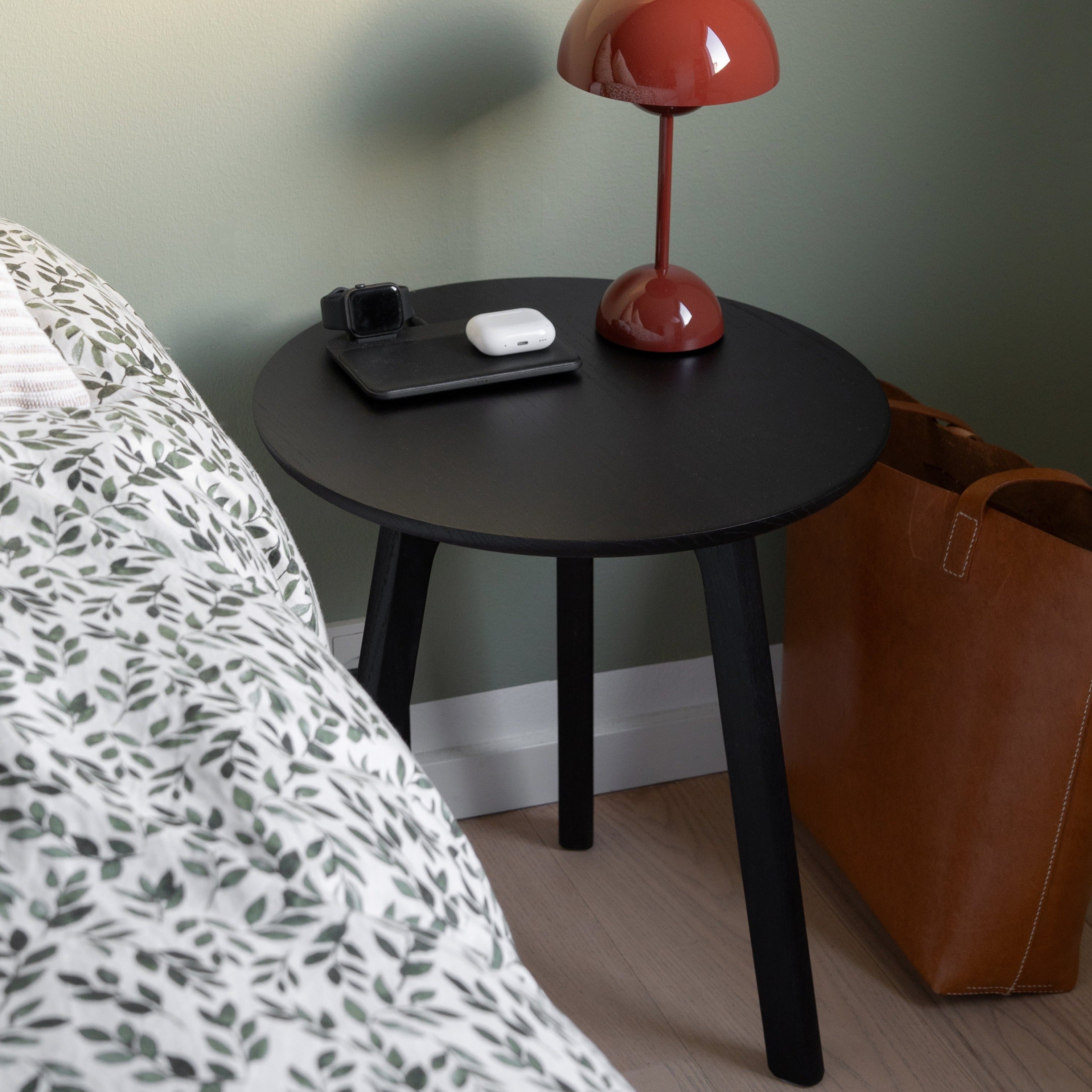 bedside stool black wood raico